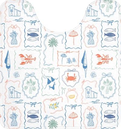 WC mat met uitsparing 55x60 cm - Antislip - Patroon - Zomer - Illustraties - Toiletmat met uitsnijding - Vloermat - Douchemat - Toilet tapijt - Toiletmatten