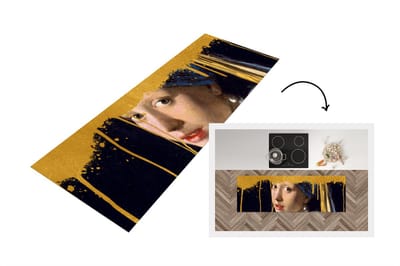 Keukenloper - Loper keuken - Meisje met de Parel - Vermeer - Goud - 150x50 cm - Keukenloper vinyl