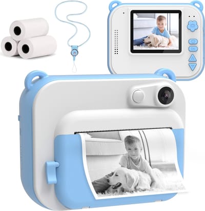 Kindercamera met Foto Printer - Mobiele Fotoprinter - Selfie - Digitale Camera Kinderen - Kids Camera - 4 Games - MP3 - Blauw - Silvergear