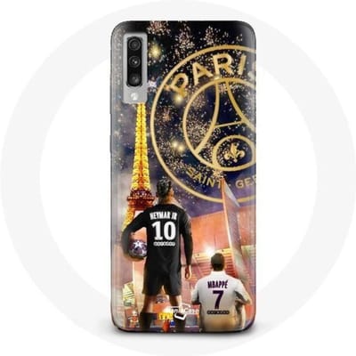 Coque pour Samsung Galaxy A50 PSG Neymar et Mbappé Joyeux noël
