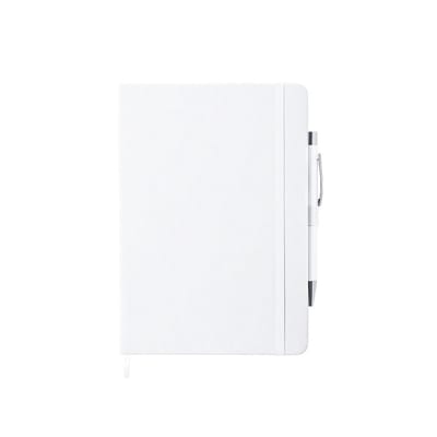 Shoppartners Schrift - Notitieboekje - met elastiek/pen - A5 formaat - wit - 100x gelinieerde paginas - opschrijfboekjes