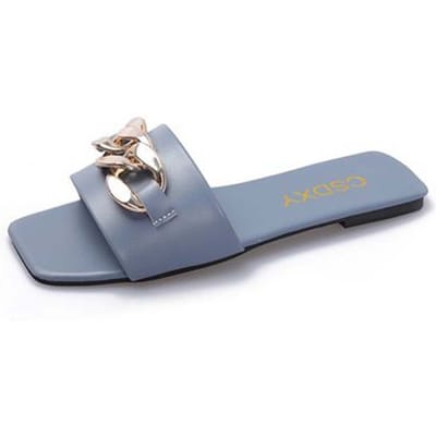 Slippers Kleine vierkante kop Metalen gesp Comfortabel en eenvoudig Vakantie Strand Vrije tijd Grote platte pantoffels Dames 41