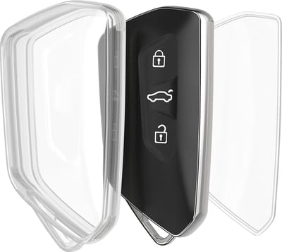 kwmobile autosleutel hoesje geschikt voor VW Golf 8 3-knops autosleutel - Autosleutel behuizing van TPU - Transparant in transparant