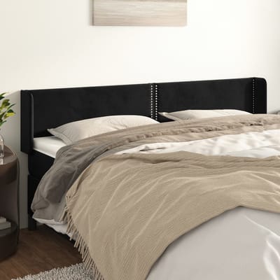 vidaXL - Hoofdbord - met - randen - 203x16x78/88 - cm - fluweel - zwart