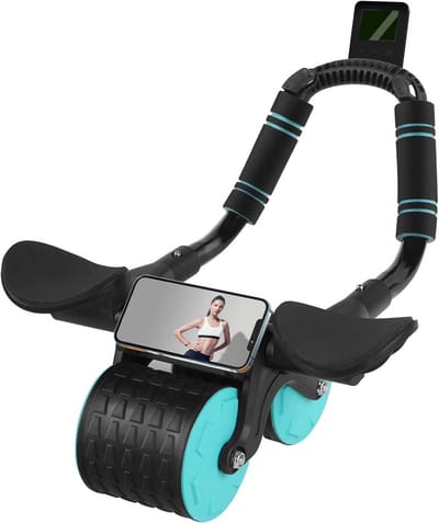 Ab Roller Wiel met Timer - Automatische Rebound & Dubbel Wiel voor Effectieve Buikoefeningen
