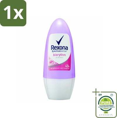 1 x Rexona - Biorythm - Deo Roll-on - Anti-transpirant - Anti-perspirant - 50 ml - Anti-transpirant - Zweetbehandeling - Deodorant - Biologisch Ritme - 48 Uur Bescherming