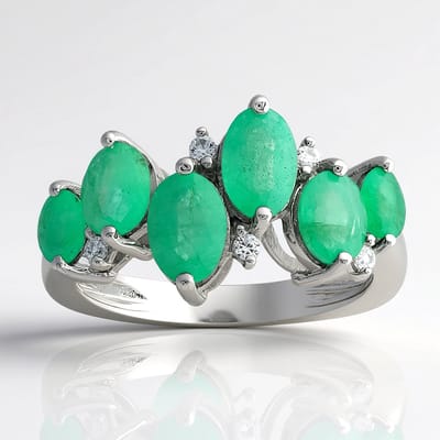 Cavill - Elegante dames ring - 925 sterling zilver gerhodineerd - 1,638 ct Braziliaanse ovale smaragd Nova Era - Melo Essence met zirkonen