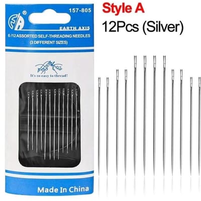 12PCS Zijgaten Blinde Naalden Naai Roestvrij Staal Ouderen Naald voor Naai Huishoudelijke DIY Sieraden Kralen Rijgnaalden