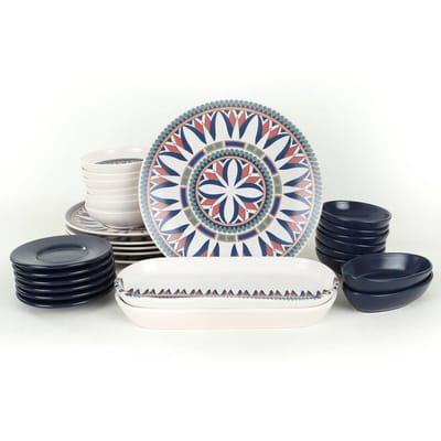 Asir - Dinerset - eetset - servies (28 stuks) - Blauw Rood