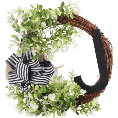 Creatieve Voordeur Krans met Strik 26 Letter Tuin Buiten Decoratieve Krans beige