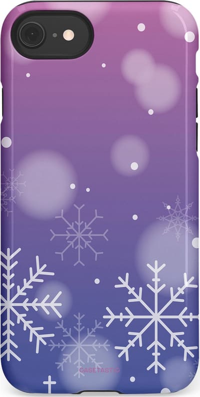 Casetastic hoesje geschikt voor Apple iPhone SE / Apple iPhone 7 / Apple iPhone 8 - Dubbellaagse bescherming - Winter Sneeuw Paarse Roze Gloed - Fashion Case - Lavendel