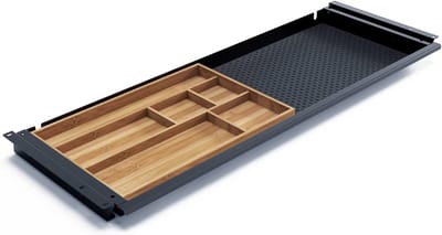 Onderbouwlade - Bureau lade - Kantoorbenodigdheden opbergen - Lichtlopende lade met inlay - 76 x 265 cm - Zwart