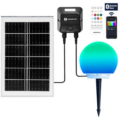 Aigostar Bluetooth-mesh slimme grondpenlamp op zonne-energie 20 W RGBCCT kleurrijke lamp