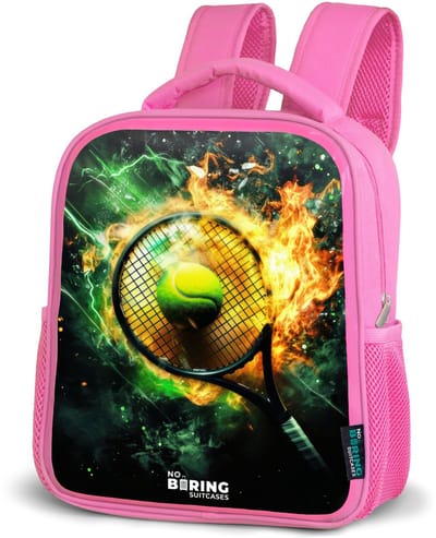 NoBoringSuitcases.com® - Rugzak roze - Schooltas meisjes - Tennisbal in vlammen bij krachtige smash - Kinder rugtas meisje - Boekentas kind - Kinderrugzak voor school - Schoolrugzak