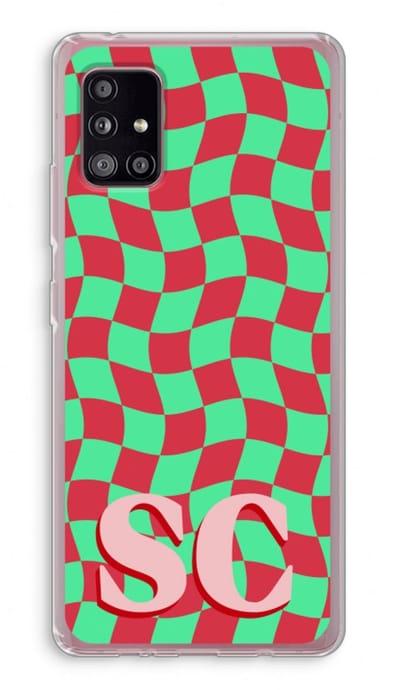 Gepersonaliseerd - Case Company® - Hoesje geschikt voor Samsung Galaxy A51 5G hoesje - Grid Monogram - Soft Cover Telefoonhoesje - Bescherming aan alle Kanten en Schermrand
