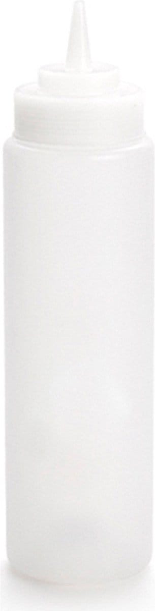 Plasticforte Doseerfles/sausfles - kunststof - transparant - met schenktuit - 500 ml - 22 cm