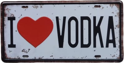 Wandbord – I love vodka- Mancave - Metalen wandbord - Vodka - Bar decoratie - Metal sign - Tekst bord - Muur decoratie - UV bestendig - Metalen borden - Wand Decoratie - Metalen bord - 15 x 30 cm -