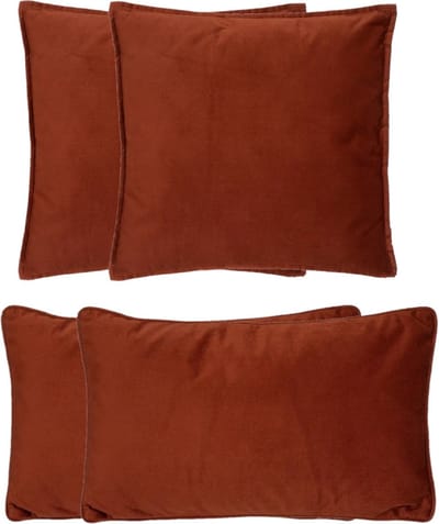 Atmosphera Bank/sierkussens Sophia - set 4x - Terracotta - polyester - met rits - In 2 formaten