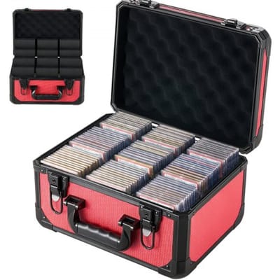 VEVOR Kaartopbergdoos voor 96 PSA Slab-kaarten, rode kaartverzameldoos, geschikt voor 76 SGC-, 68 BGS-, 347 Toploader- of meer dan 999 losse kaarten, met 3 rijen, handvat, 12 tussenschotten en sleutels.