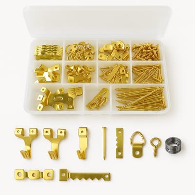BOTC Fotohaken met spijkers - Set Fotohaken 203 Stuks - Home Office Foto Schilderij Ophangen Fotobevestiging - Goud