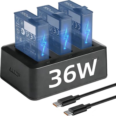 Camera Batterij Oplader - Snellader Hub - Batterijen Opladen - Laadt 3 Batterijen - Compact Formaat - Zwart