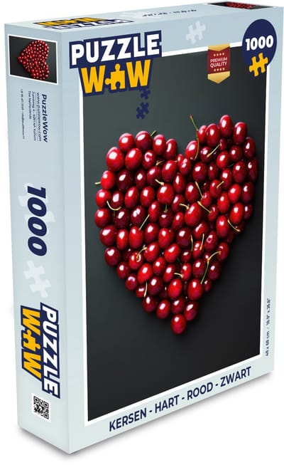Puzzel Kersen - Hart - Rood - Zwart - Legpuzzel - Puzzel 1000 stukjes volwassenen