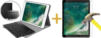 Hoes met Toetsenbord geschikt voor iPad 2017 9.7 inch - Book Case Cover Hoesje met Toetsenbord en Screenprotector Zwart
