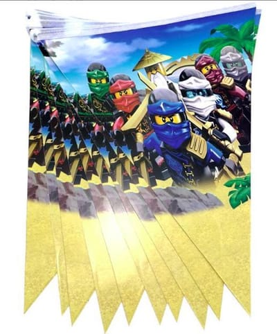 ProductGoods - Lego NinJaGo slinger - Lego NinJaGo vlaggenlijn versiering 2,3 meter - Feestdecoratie - 10 vlaggen - Kinderfeestje Decoratie - Lego NinJaGo