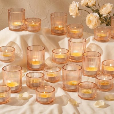 Dailygoods- Kaarsenhouders Set van 24 - Geribbelde Theelichthouders - Gouden Kaarsenhouder - Kleine Theelichthouders - Woondecoratie - Bruiloft Feest