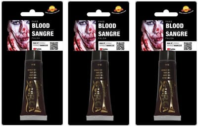 Fiestas Guirca Tube vloeibaar horror nepbloed - 3x - schmink - rood - 20 ml - Halloween verkleed accessoires - make-up