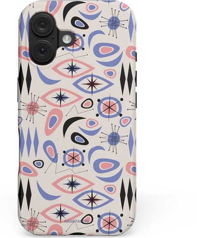 Casetastic hoesje geschikt voor Apple iPhone 16 - MagSafe - Dubbellaagse bescherming - Tijdloze trillingen - Fashion Case - Lichtgrijs Lavendel