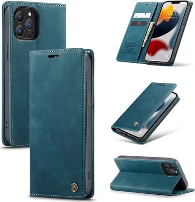 Caseme Telefoonhoesje geschikt voor Apple iPhone 13 Pro Max Hoesje | Caseme 013 Bookcase Portemonnee | Pasjeshouder voor 2 Pasjes | Telefoonhoesje voor Pinpas / OV Kaart / Rijbewijs - Blauw