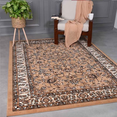 Flycarpets Klassiek Beige Vloerkleed Skazar - Oosters motief - Perzisch Tapijt - Woonkamer - 80x150 cm