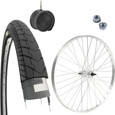 Voorwiel Fiets - Wiel Set - Stadsfiets Wandelfiets - Compleet Met Banden Slang - 24 Inch - Zilver Grijs