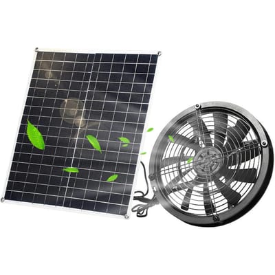 Zonne-aangedreven ventilator voor kamperen buiten 20W zonnepaneelventilatorset 3000 RPM - IP65 waterdicht Veelzijdig zwart