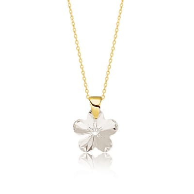 Montebello Ketting Flower BG96 - 925 Zilver Verguld - Swarovski - Ø14mm - 45cm