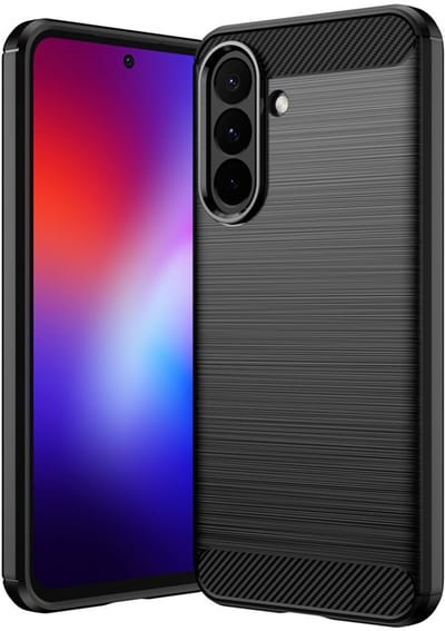 MobyDefend Hoesje - Geschikt voor Samsung Galaxy A27 - TPU Backcover - Geborstelde Metaal & Carbon-Look - Zwart