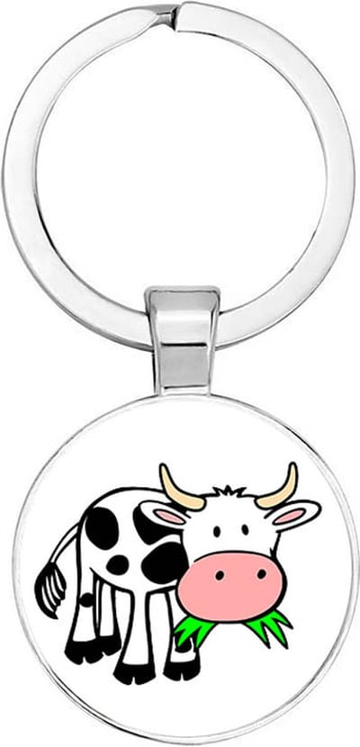 Akyol - Koe eet gras Sleutelhanger - koe - boeren - dieren liefhebber - houden van - verjaardagscadeau - gift - geschenk - kado - 2,5 x 2,5 CM