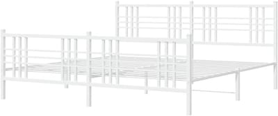 Metalen Bedframe - Ledikant Omkadering - Slaapkamer Inrichten - Robuuste Stalen Constructie - 200x200 cm - Wit