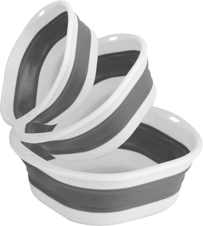 Wasbakken set van 3 - Vouwbare kunststof - Ruimtebesparend - Ideaal voor camping - ShopVlot