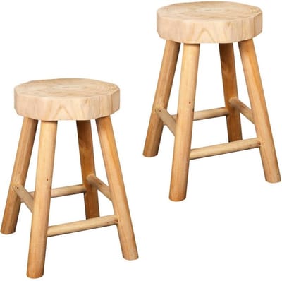Houten Kruk - Set van 2 - Handgemaakt - Zitplek of Bijzettafel - 30 x 40 CM