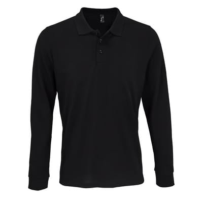 SOLS Unisex poloshirt met lange mouwen van katoen voor volwassenen (Zwart)