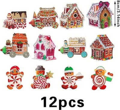 Livano Kerstballen - Kerstversiering - Hout - 12 Stuks - Feestelijke Decoratie - Kleurrijk - Set