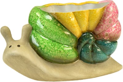 Decoratieve slakkenbloempot, keramische bloempot, kleurrijk, 19×8,5×11