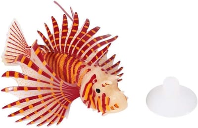 Gloeiend Aquarium Decoratie, Rood Siliconen Ornament, Kunstmatige Leeuwenvis, 11,5 x 7,5 x 3 cm