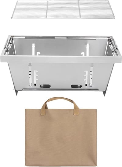 Draagbare Barbecue Grill - Opvouwbare BBQ - Outdoor Koken - Winddicht Ontwerp - 36x25x14.5 cm - Zilverkleurig