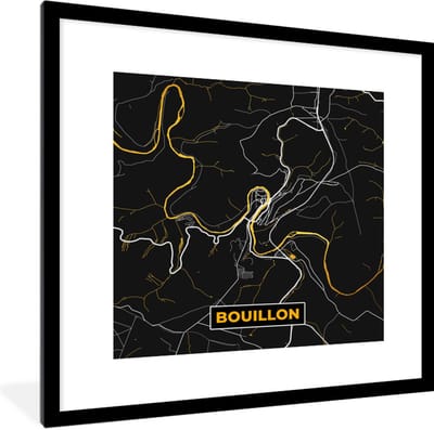 Fotolijst incl. Poster - Goud - Stadskaart - Plattegrond - Bouillon - Kaart - 40x40 cm - Posterlijst