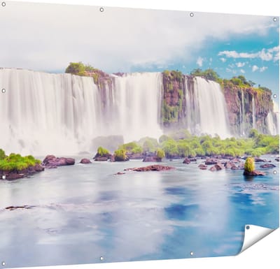 Gards Tuinposter Watervallen in Argentini� - 150x120 cm - Tuindoek - Tuindecoratie - Wanddecoratie buiten - Tuinschilderij