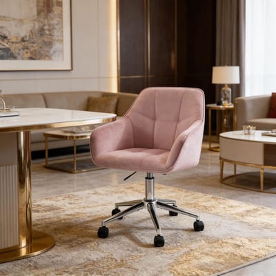 HAUSS SPOLE Bureaustoel - Ergonomisch Draaibaar - Verstelbare Zithoogte - Voor Thuis En Kantoor - Fluweel - Roze