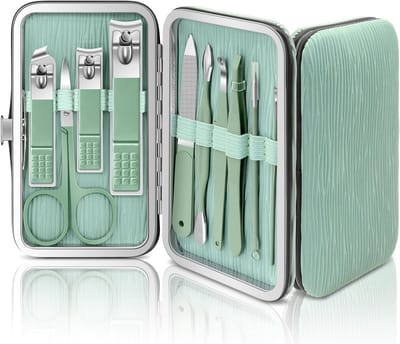 Professionele Nagel Manicure Set 10 Stuks voor Vrouwen en Mannen - Multifunctionele Nagelverzorging in Compacte Etui